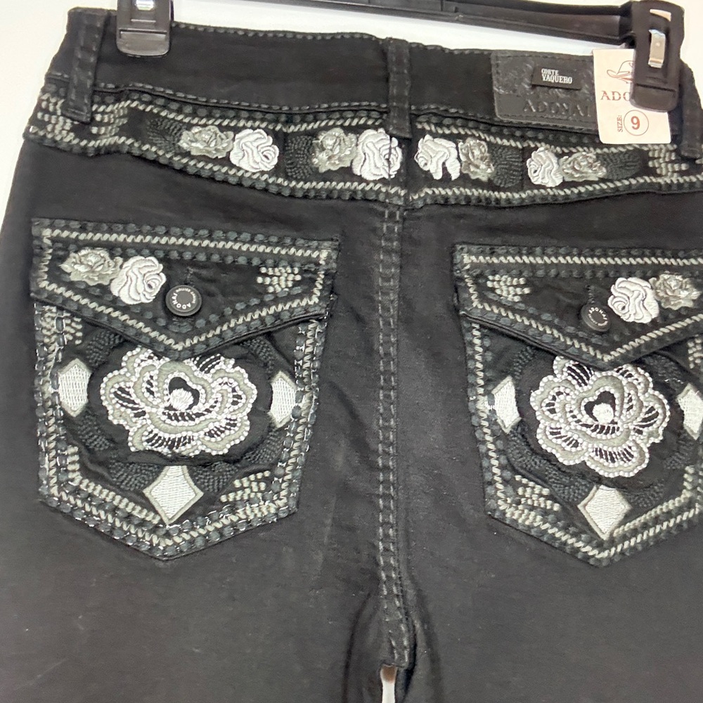 Adonai Corte Vaquero Embroidered Flare Jeans SIZE 9 - Picture 3 of 9